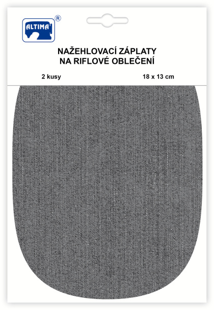 Riflové nažehlovací záplaty velké - ovál světle šedá